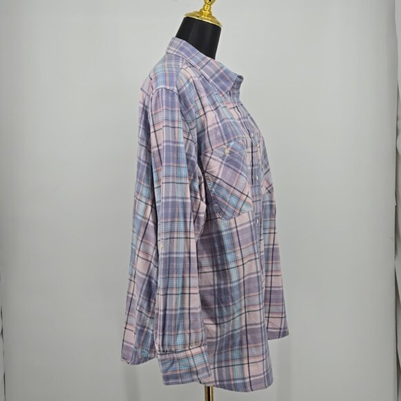 Lauren Ralph Lauren Plaid  Women's Shirt in Blue Pink Button Front Plus Size 3X - Picture 4 of 11